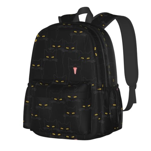 Black Cat Backpack Bookbag Laptop Backpacks Multipurpose Daypack for Boys Girls School Men Women Travel Hiking - color: Black Cat