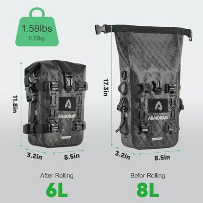 Motorcycle Crash Bar Bag Waterproof Storage Capacity 6L/8L Bumper pack Fender pouch Universal motor kit bags (6L Black Imitation Carbon Fiber) - color: 6L Black Imitation Carbon Fiber