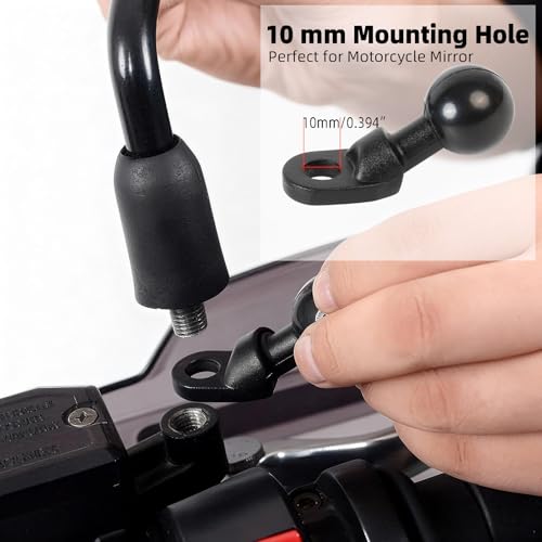 1" Angled Bolt Head Adapter Ball Base with Short Double Socket Arm for Motorcycle Mirror, Compatible with RAM Mounts and 1 Inch Ball Phone Holder - style: Angled Base with 2.36" Arm