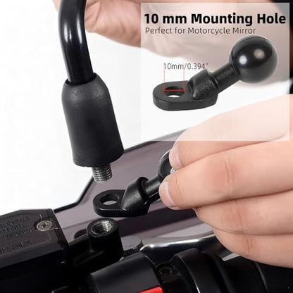 1" Angled Bolt Head Adapter Ball Base with Short Double Socket Arm for Motorcycle Mirror, Compatible with RAM Mounts and 1 Inch Ball Phone Holder - style: Angled Base with 2.36" Arm