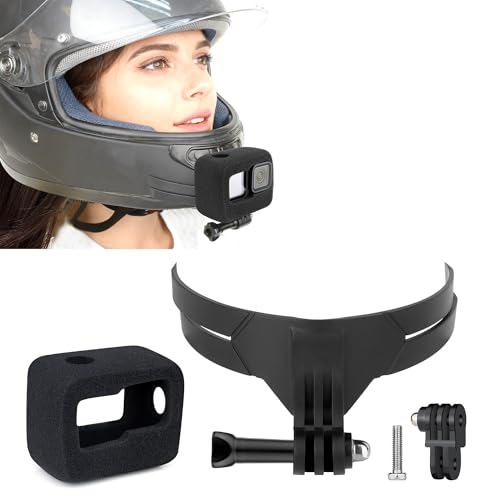 GEPULY Windslayer Helmet Chin Mount for Vlogger Motorcycle Camera Mount | Wind Foam For Hero13-9 Cuts Noise,Extension Adapter Adjusts POV,Bendable Fits Any Full-Face Helmet,High-Speed Recording Ready