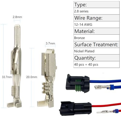 440Pcs Automotive Electrical Pin Connectors Kit 1.5/1.8/2.5/2.8mm Pin Terminals Wire Connector Pins Wiring Harness Pin Kit Crimp Terminal Pins for 22-12 Gauge Plug - color: 440pcs Pin Terminals