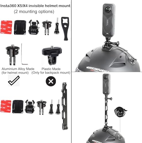 PellKing Bike Motorcycle Handlebar Mounting Bundle Kit for Insta360 X5/X4,Action 5 Pro/4/3, Included 360 Rotation Handlebar Mount,1/4" Adapter Helmet Adhesive Stick,Backpack Clip,Screen Protector