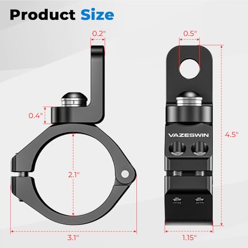 VAZESWIN 2PCS Thickened UTV Whip Light Mount, Solid Aluminium Alloy UTV Flag Mount, Heavy Duty Light Bar Mounting Bracket 360° Rotation Adjustable Roll Bar Clamp for 1.5"/1.75"/1.85"/2"/2.1" Roll Cage