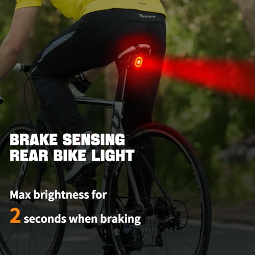NineLeaf Bike Back Light Rechargeable,Bicycle Tail Light, Brake Sensing Rear Lights,Auto On/Off,IP66 Waterproof,USB Rechargeable,4 Mode,2Installations Ultra Bright LED Warning Back Bicycle Flashlight