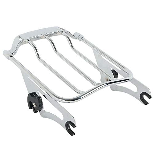 XFMT Motorcycle Chrome Detachable Two-Up Luggage Rack for Air Wing Harley Touring Road King Street Glide Road Glide Electra Glide 2009-Later - color: For Air-wing Luggage Rack-Chrome