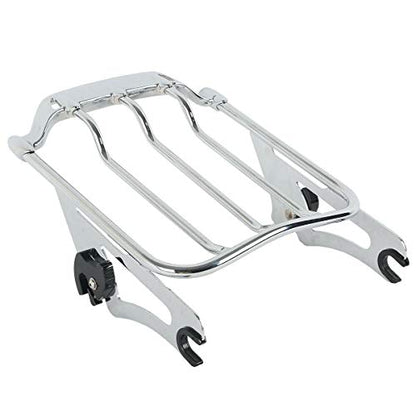 XFMT Motorcycle Chrome Detachable Two-Up Luggage Rack for Air Wing Harley Touring Road King Street Glide Road Glide Electra Glide 2009-Later - color: For Air-wing Luggage Rack-Chrome