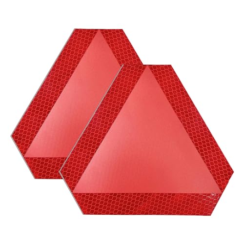 2 PCS Slow Moving Vehicle Sign, 8×7 Inches Reflective Slow Moving Vehicle Triangle Sticker, Diamond Grade Reflective Slow Moving Decal for Golf Cart, UTV, Car Accessories