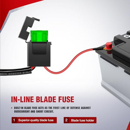 Nilight - 10017W 16AWG DT Connector Wiring Harness Kit LED Light Bar 12V On Off Switch Power Relay Blade Fuse for Off Road Lights LED Work Light-ONE Lead - size: 16AWG Wiring Harness-1 Lead