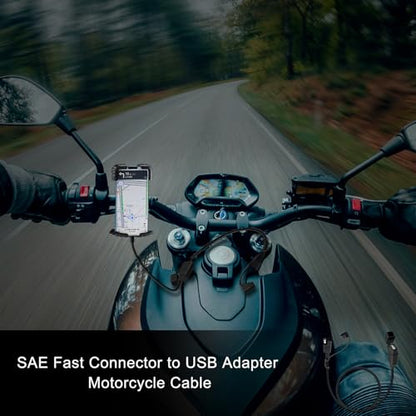 SAE to USB Cable 18AWG 5V 2.1 A Waterproof Motorcycle USB Charge kit Kit SAE to Adapter Cable for Phone, Tablet, GPS Charger (Typ A Port 1, 1 m)