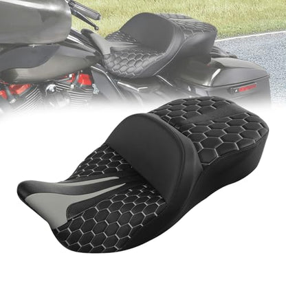 C.C. RIDER Driver& Passenger Seat Mammock Seat Fit For Harley Touring 2009-2023 Road Glide Street Glide Road King Electra Glide and 2009-2022 CVO Models - color: 23# White