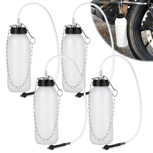 Meonum 4pcs 1L Brake Bleeder Bottle with 20 Inch Tube and Rubber Connector, One Person Brake Bleeder Kit Suitable for Cars and Motorcycles ATVs