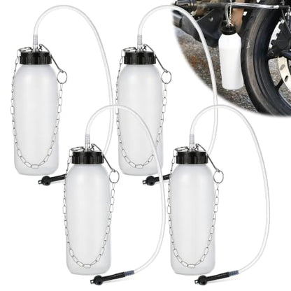 Meonum 4pcs 1L Brake Bleeder Bottle with 20 Inch Tube and Rubber Connector, One Person Brake Bleeder Kit Suitable for Cars and Motorcycles ATVs