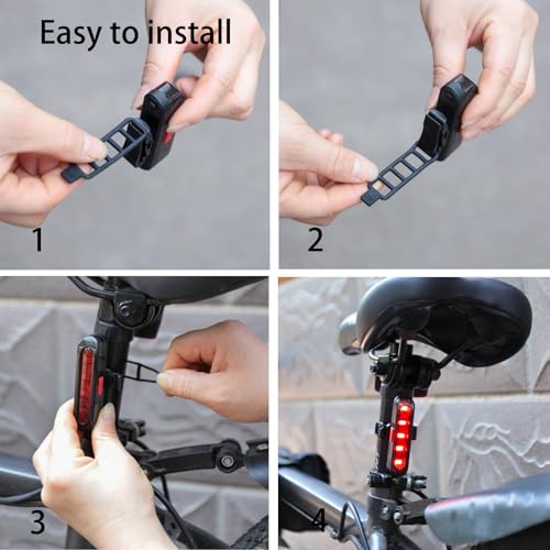 Bike Tail Light, Bicycle Rear Lights USB-C Rechargeable LED Cycling Safety Flashlight with 4 Light Mode for Road Mountain Night Riding & Adults Men Women - color: 6 PACK