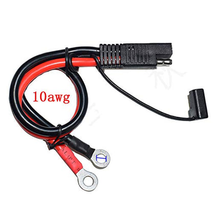 Battery Charging Cable SAE to O Ring Terminal Connectors Harness, 10AWG Quick Disconnect SAE Cable for Motorcycles, Cars, Etc, with 1 SAE Polarity Reverse Connector.