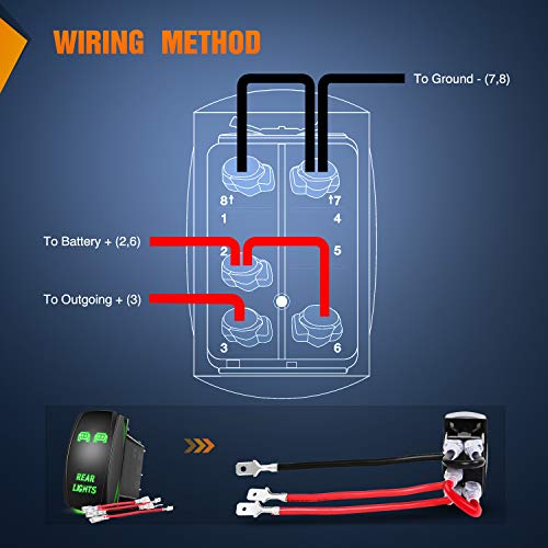 Nilight Rear Lights Rocker Switch Led Light Bar Switch 5Pin Laser On/Off switches Green 20A/12V 10A/24V Switch with Jumper Wires Set for Cars,Trucks,RVs,2 Years Warranty - color: Green, size: REAR LIGHTS