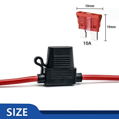 10 Pack 16 AWG Inline Fuse Holder - 12 Volts Fuse Holder for 10A Blade Fuse - size: 16 AWG