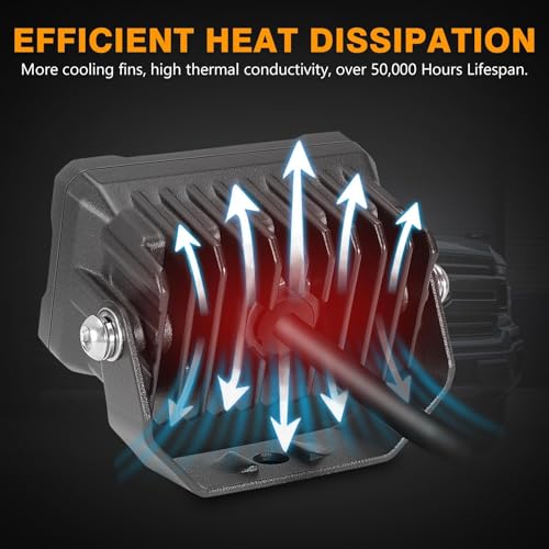 Muto-Beam LED Pods, 2PCS 3Inch LED Driving Light 40W Flood Offroad Lighting Small Cubes Backup Pods Reverse Lighting Ditch Lights Fog Lights for Truck ATV UTV Motorcycle SUV Boat Tractor - size: Flood