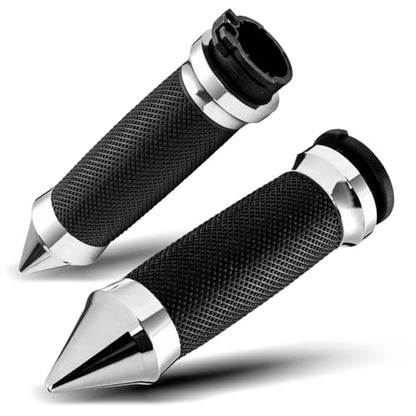 PBYMT 1inch Hand Grips, Cable Throttle Control Handlebar Grips Fit for Harley ’96-’07 Touring, ’08-’13 XR, ’96-’17 Dyna (Except FXDLS), ’96-Later XL, ’02-’17 VRSC - color: Chrome