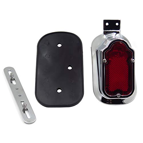 XH3118B-A- Motorcycle Chrome Red Metal Tombstone Brake Tail Light Signal Compatible with Motorcycle Bike - color: Red