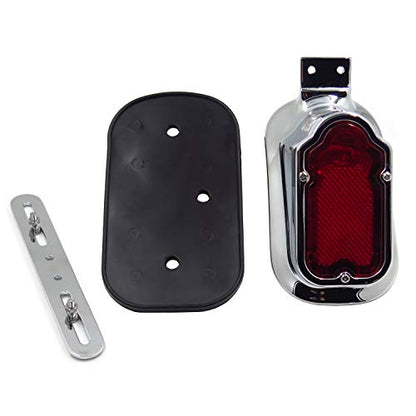 XH3118B-A- Motorcycle Chrome Red Metal Tombstone Brake Tail Light Signal Compatible with Motorcycle Bike - color: Red