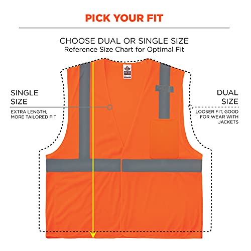 Ergodyne GloWear Economy High Visibility Reflective Safety Vest, Hook & Loop Closure - color: Orange, size: Small-Medium