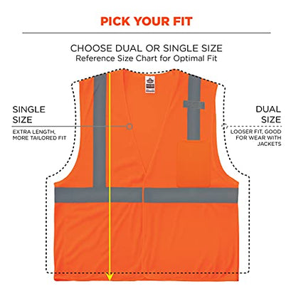 Ergodyne GloWear Economy High Visibility Reflective Safety Vest, Hook & Loop Closure - color: Orange, size: Small