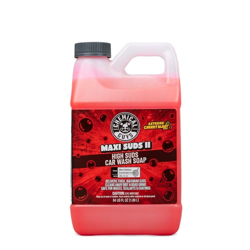 Chemical Guys Maxi Suds II Foaming Car Wash Soap – High Foam Car Wash Soap, Cherry Scent Shampoo and Gloss Booster for Foam Cannons, Guns or Buckets – Gentle, Safe for Trucks, SUVs, and RVs, 64 oz - size: 64 Fl Oz (Pack of 1), style: Only