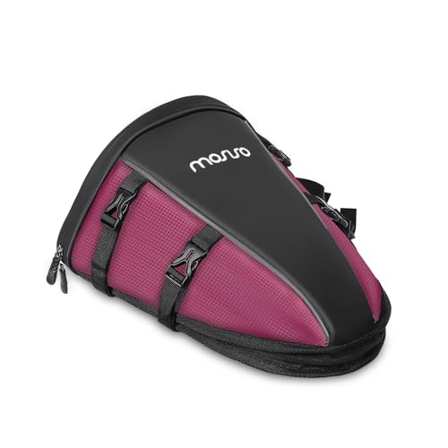MOSISO Motorcycle Tail Bag Multifunctional Waterproof Polyester Storage Saddle Bag, 10L Outdoor Sports Motorbike Rear Seat Light Tank Handbag Tool Carry Pouch with Shoulder Strap, Rose Red - color: Rose Red