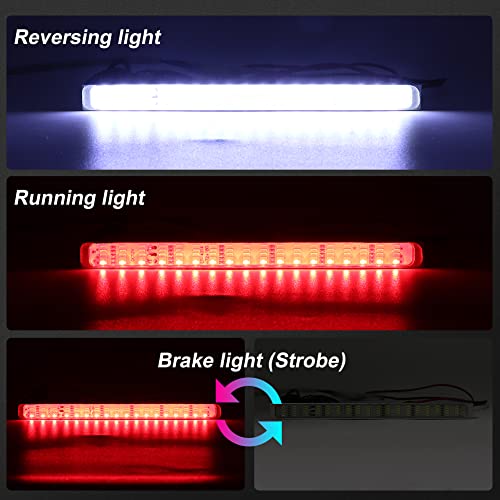 Double Colors LED License Plate Light 90 SMD Chips 2-in-1 Fuction Brake Light Reversing Light for Car SUV Truck,Motorcycle,Waterproof,DC12V.1-Pack.(White + Red - Flash)