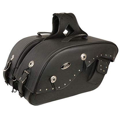 Milwaukee Leather Studded Throw-Over Motorcycle Saddlebags – Synthetic Leather – Universal Fit – Zip-Off - Large - color: MP8300-BLACK, size: Large