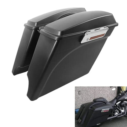 SLMOTO Saddle Bags 5" Stretched Saddle Bags for Harley Hard Saddlebags fits for 1993-2013 Touring Model Road King,Road Glide,Street Glide,Electra Glide,Ultra-Classic - color: Matte Black(Chrome Latches)