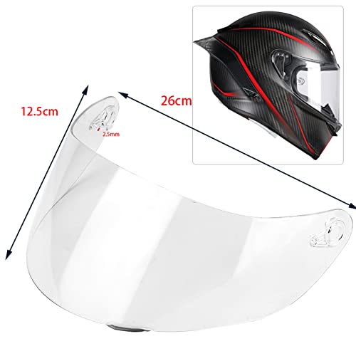 Motorcycle Helmet Visor Lens, Durable Anti Fog High Flexibility Full Face Windshield Protective Cover Replacemen for K1 K3 SV K5 K5‑S(Transparent) - color: Transparent