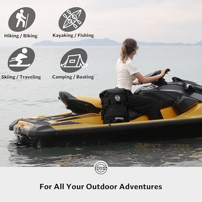 STOVER 5/10/25/30/40/55L Waterproof Dry Bag- Roll-Top Backpack w/Phone Case- Kayaking, Hiking, Camping, Boating- Men/Women - color: 40l Black (With Phone Case), size: 40L