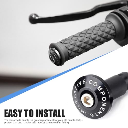 2 PCS Motorcycle Street Bike 7/8" Handlebar Grips Bar End Plugs, Universal Handle Bar End Weights Handlebar Grips Cap, Modified Handlebar Plug, for Most Motorcycles (Black)
