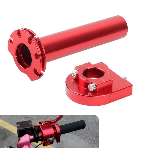 Motorcycle Throttle Grip, 22 mm 7/8" Alloy Quick Throttle Twist Grip, CNC Technology Anti-Slip Rustproof Handlebar Accelerator Replacement, for Most Motorcycles, Scooters, ATVs (Red) - color: Red