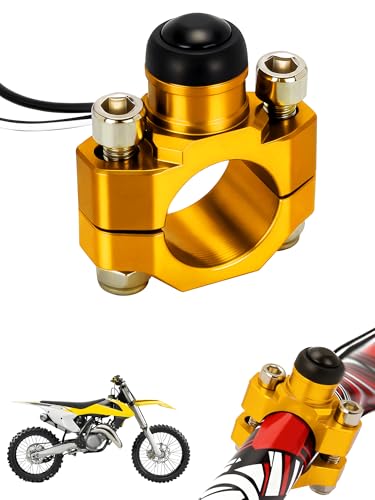 JFG RACING CNC Dirt Bike Engine Stop Start Kill Switch Button CNC with Mounting Backplate Universal for DR DRZ RM RMZ 125 250 450 650 - Yellow - color: Yellow, size: Medium