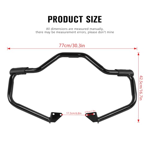 Crash Bar for Harley Dyna 2006-2017, 1 1/4" Highway Footpegs Engine Guard Protector for Low Rider, Wide Glide, Fat Bob, Street Bob, Super Glide, Switchback, CVO Fat Bob (Black) - color: Black