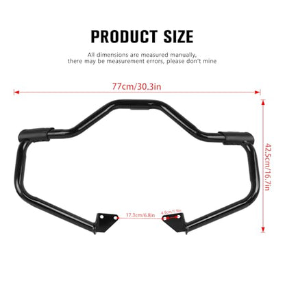 Crash Bar for Harley Dyna 2006-2017, 1 1/4" Highway Footpegs Engine Guard Protector for Low Rider, Wide Glide, Fat Bob, Street Bob, Super Glide, Switchback, CVO Fat Bob (Black) - color: Black