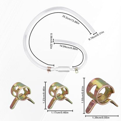 2 Sets Motorcycle Brake Bleeder Hose, Universal One-Way Check Valve Brake Bleeding Tube Kit with Metal Clips for Cars Motorcycle Clutch Hydraulic System Accessories