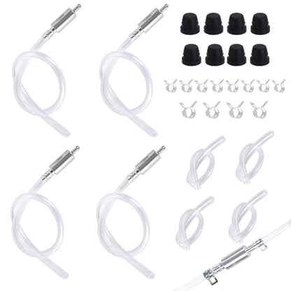 4 Sets Universal Brake Bleeder Hose Kit, One-Way Brake Bleeder Check Valve Tube Bleeding Tool with Metal Clamps Accessories for Car Motorcycle Bike DIY Service and Maintenance