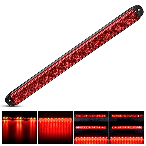 Nilight Trailer Light 16Inch 12 LED Red Running Brake Sequential Turn Signals Lights Waterproof Rear Maker ID Bar for 12V Boat Truck RV - color: 1Pc 16" Red 12LED