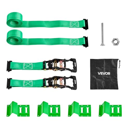 VEVOR Wheel Chock Tie-Down Kit, Chock-Style Trailer Tie Down Strap, Car Tie Down Kit with Buckle, Break Strength 4380 lbs & Working Load 1460 lbs Motorcycle System for ATVs, UTVs & Trailers - style: Chock-Style with 2 sets