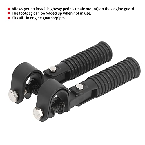 Motorcycle Foot Peg, Pair of Universal Motorcycle Highway Bar Footpegs Clamp Mount Footrest Pedals for 25mm 1in Engine Crash Bar Guard (Black)