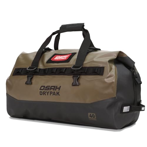 Waterproof Duffel Bag - Motorcycle Dry Bag 40L Tail Bag with Large Storage Space, Waterproof Duffle Bags with Outer Mesh Zipper Pocket for Camping, Kayaking, Fishing & Traveling-Mudbrown - color: Mudbrown, size: 40L