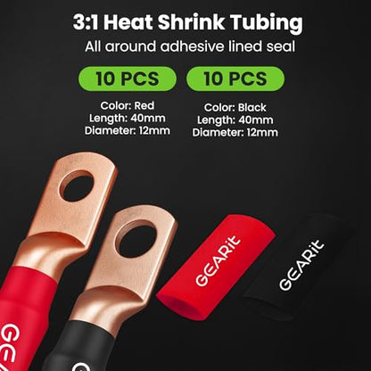 GEARit 4 Gauge Amp Wiring Kit, 25ft Red & 25ft Black (50 feet Total) CCA 4 AWG Battery Cable with Crimping Tool, Cable Cutter, 15 Lugs & 20 Heat Shrink Tubes for Car Audio, RV, Trailer, Inverter - color: 4 Gauge Wire, size: Black/Red Each - (5 in 1 Kit)