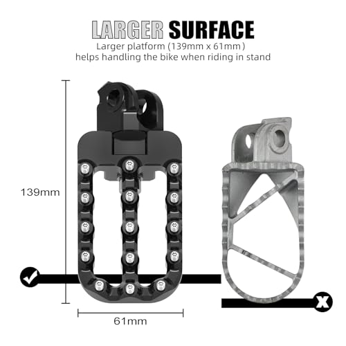NICECNC Black Adjustable Larger Footpegs 20mm Lower Footrest Compatible with 790 890 Adventure/R 2019-2024, 690 Enduro R SMCR 2008-2024, Compatible with Husqvarna 701 Enduro/Supermoto 2016-2024