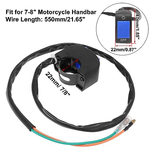 Motoforti DC12V 7/8" 22mm Motorcycle Handlebar Switch Scooter Headlight Toggle Switch with on Off Push Button Blue - color: Blue