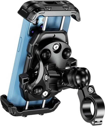 Kaedear Motorcycle Smartphone Holder, Vibration Absorption, Mount, Air Mount, Side Lever Lock, Intermediate Arm, Durable Strength Slide Lock KDR-M28