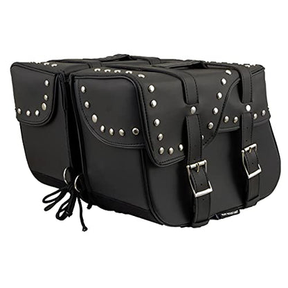 Milwaukee Leather Studded Throw-Over Motorcycle Saddlebags – Synthetic Leather – Universal Fit – Zip-Off - Large - color: SH645ZB-BLACK, size: Large